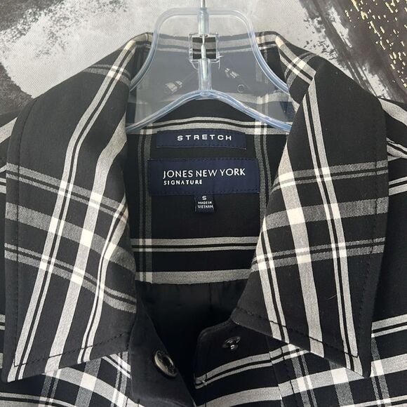 Jones New York plaid  Jacket Size small Women’s Black White Blazer Preppy - Picture 4 of 6